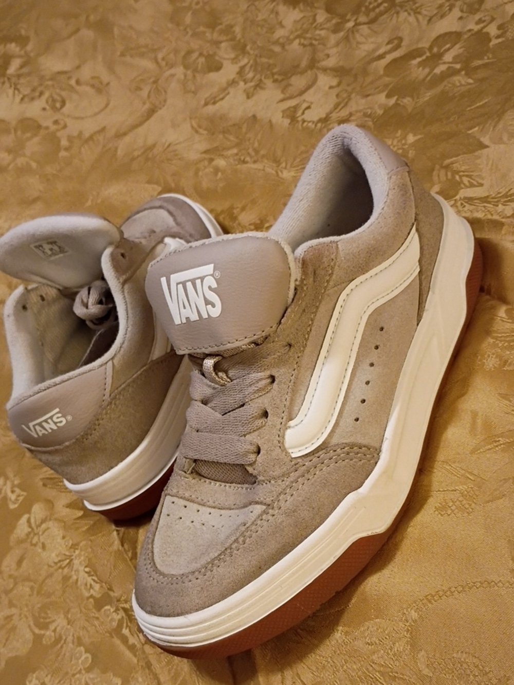 VANS  Beige/Tan Suede Old Skool Sneakers with White Stripe Women's 7.0 Men's 5.5